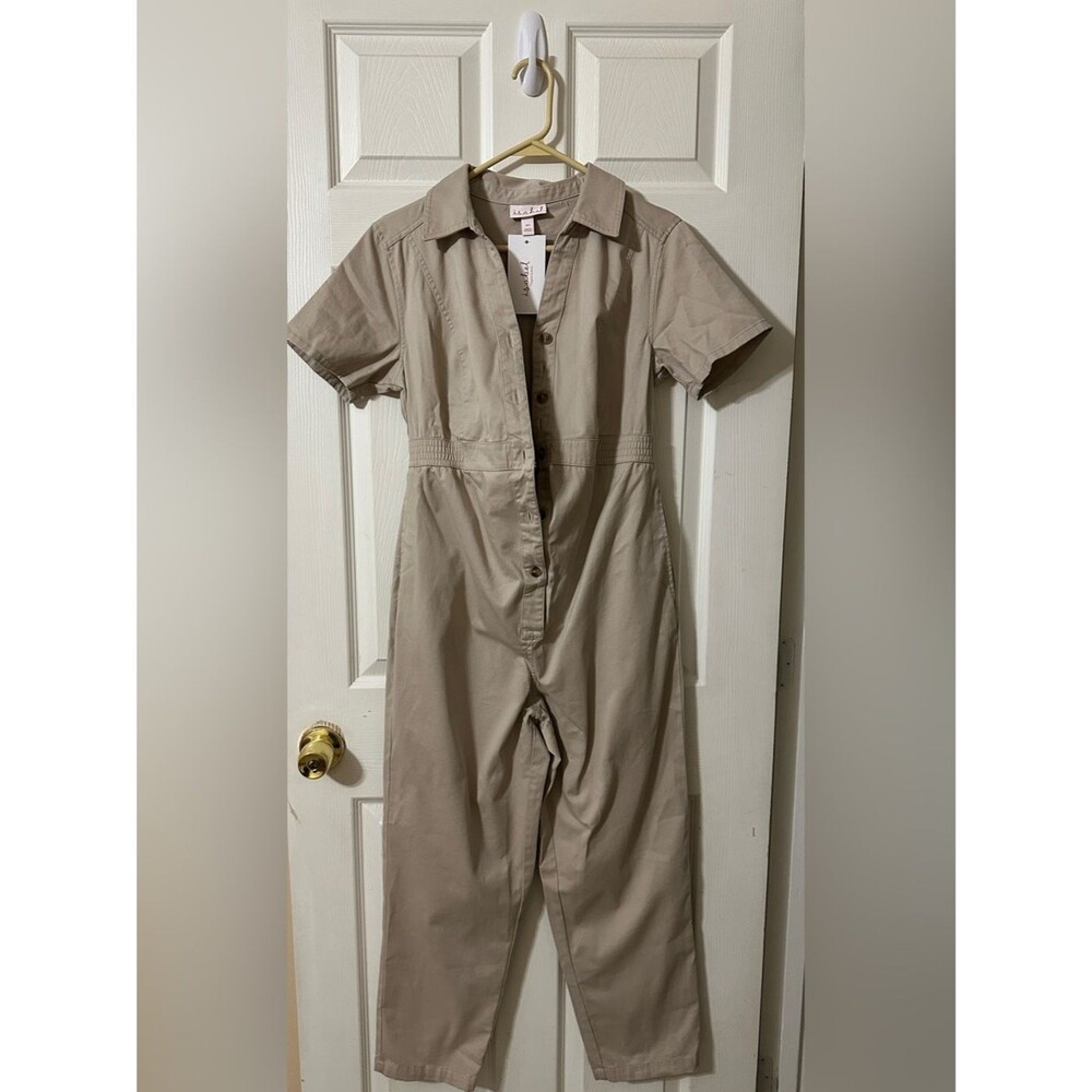 Ingrid & Isabel Taupe Button-Front Jumpsuit